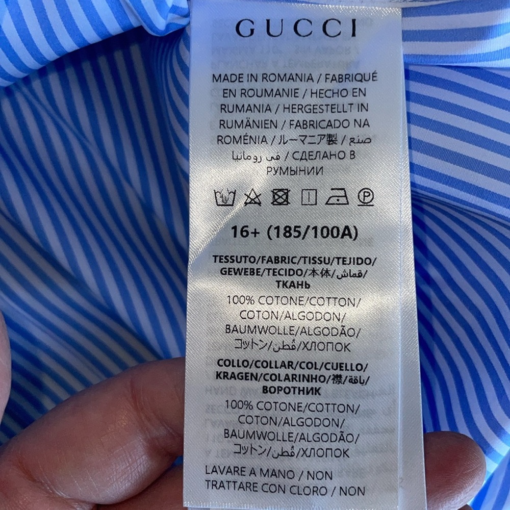 New mens Gucci White & Blue Striped Dress Shirt - Picture 10 of 12